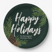 Happy Holidays Winter Pine Green Pappteller (Vorderseite)