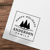 Happy Holidays Winter Pine Trees Weihnachtsfamilie Permastempel