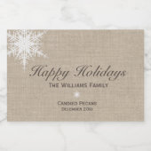 Happy Holidays Winter Snowflake Food Label Burlap Lebensmitteletikett (Einzelnes Label)