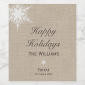 Happy Holidays Winter Snowflake Weinkarte Weinetikett (Einzelnes Label)