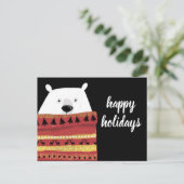 Happy Holidays | Winter Sweater Bär Feiertagspostkarte (Stehend Vorderseite)
