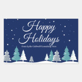 Happy Holidays Winter Trees Schöne Firma Rechteckiger Aufkleber (Vorderseite)