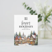 Happy Holidays Winter Village Business Feiertagskarte (Stehend Vorderseite)
