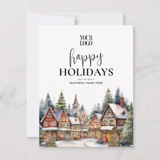 Happy Holidays Winter Village Business Feiertagskarte (Vorderseite)