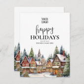 Happy Holidays Winter Village Business Feiertagskarte (Vorne/Hinten)