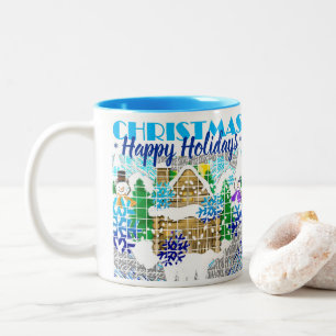 HAPPY HOLIDAYS WINTER WONDERLAND DREAMS ZWEIFARBIGE TASSE