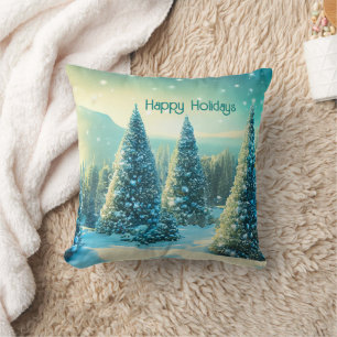 Happy Holidays Winter Wonderland Forrest Festival Kissen