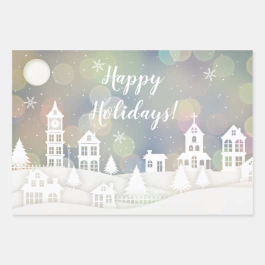 Happy Holidays Winter Wonderland Geschenkpapier Set (Vorderseite 3)