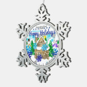 HAPPY HOLIDAYS | WINTER WONDERLAND | SCHNEEFLOCKEN Zinn-Ornament (Rechts)