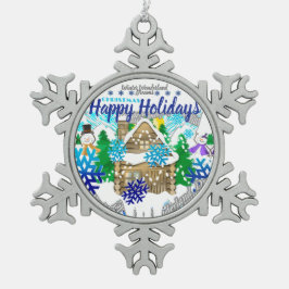 HAPPY HOLIDAYS | WINTER WONDERLAND | SCHNEEFLOCKEN Zinn-Ornament