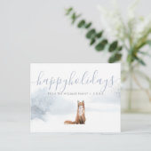 Happy Holidays Winter Woodland Fox Weihnachten Ankündigungspostkarte (Stehend Vorderseite)