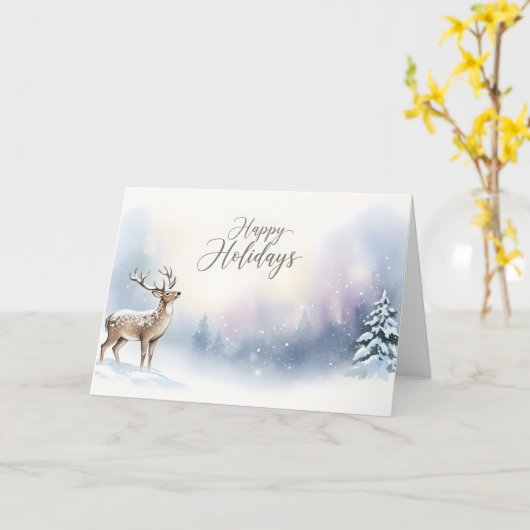Happy Holidays Winter Woodland Greeting Karte (Gelbe Blume)