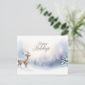 Happy Holidays Winter Woodland Greeting Postkarte (Stehend Vorderseite)