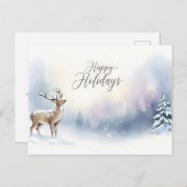 Happy Holidays Winter Woodland Greeting Postkarte (Vorne/Hinten)