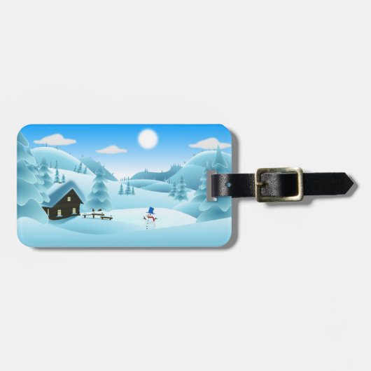 "HAPPY HOLIDAYS" WINTERLANDSCHAFT GEPÄCKANHÄNGER (Vorderseite horizontal)