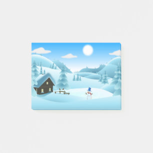 "HAPPY HOLIDAYS" WINTERLANDSCHAFT POST-IT KLEBEZETTEL
