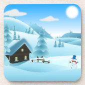"HAPPY HOLIDAYS" WINTERLANDSCHAFT UNTERSETZER (Vorderseite)
