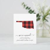 Happy Holidays | Wir haben uns bewegt | Oklahoma Postkarte (Stehend Vorderseite)