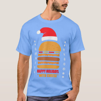Happy Holidays With Cheese Funny Pizza Christmas  T-Shirt