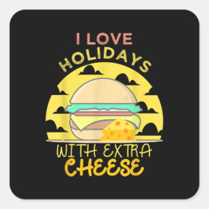 Happy Holidays with Cheeseburger Quadratischer Aufkleber