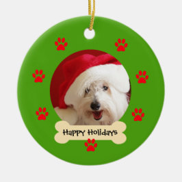 Happy Holidays with Dog Christmas Ornament