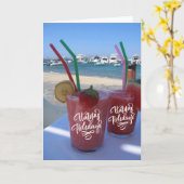 Happy Holidays with Strawberry Daiquiris - Karte (Gelbe Blume)