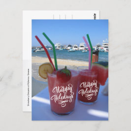 Happy Holidays with Strawberry Daiquiris - Postkarte