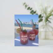 Happy Holidays with Strawberry Daiquiris - Postkarte (Stehend Vorderseite)