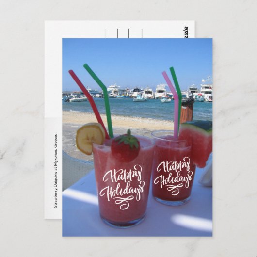Happy Holidays with Strawberry Daiquiris - Postkarte (Vorne/Hinten)