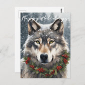 Happy Holidays Wolf Postkarte (Vorne/Hinten)