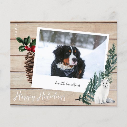 Happy Holidays Wood, Dog & Instant Foto Flyer (Vorne)