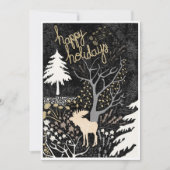 Happy Holidays Woodland Elche Ferienkarte Feiertagskarte (Vorderseite)