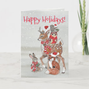 Happy Holidays Woodland Tiere Custom Weihnachten