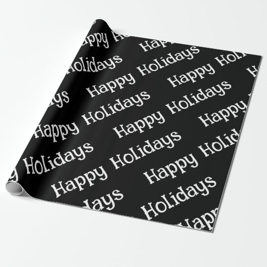Happy Holidays Wrapping Black Geschenkpapier (Ungerollt)