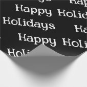 Happy Holidays Wrapping Black Geschenkpapier (Ecke)