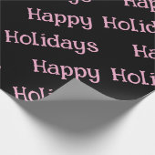 Happy Holidays Wrapping Pink Lettering Geschenkpapier (Ecke)