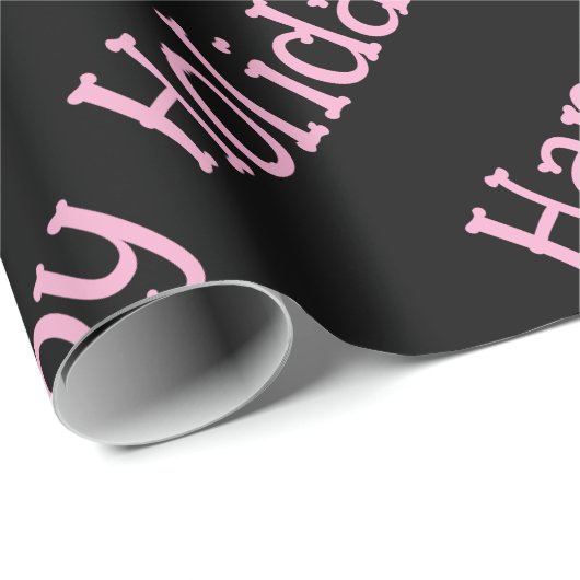 Happy Holidays Wrapping Pink Lettering Geschenkpapier (Rolleneckpunkt)