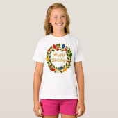 Happy Holidays Wreath Christmas Lights and Holly T-Shirt (Vorne ganz)