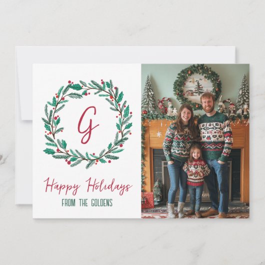 Happy Holidays Wreath CUSTOM FOTO Weihnachten (Vorderseite)