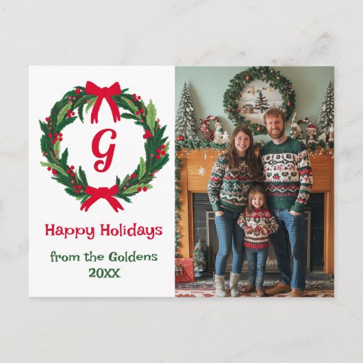 Happy Holidays Wreath CUSTOM FOTO Weihnachten (Vorderseite)