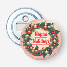 Happy Holidays Wreath farbenfroher Weihnachtsschne Flaschenöffner