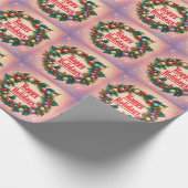 Happy Holidays Wreath farbenfroher Weihnachtsschne Geschenkpapier (Ecke)