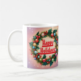 Happy Holidays Wreath farbenfroher Weihnachtsschne Kaffeetasse