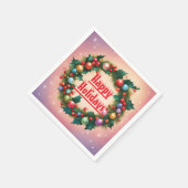 Happy Holidays Wreath farbenfroher Weihnachtsschne Serviette (Ecke)
