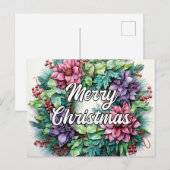 Happy Holidays Wreath | Frohe Weihnachten Postkarte (Vorne/Hinten)