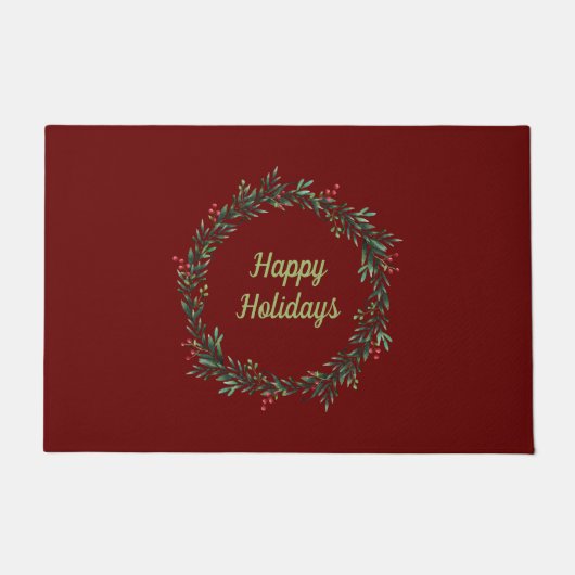 Happy Holidays Wreath Fußmatte (Vorderseite)