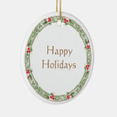 Happy Holidays Wreath Greenery Berries Business Keramik Ornament (Rechts)