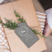 Happy Holidays Wreath Joy Gray White Geschenkanhänger