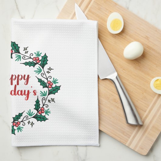 Happy Holiday's Wreath Kitchen Towels Geschirrtuch (Viertel Falte)