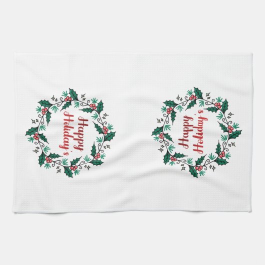 Happy Holiday's Wreath Kitchen Towels Geschirrtuch (Horizontal)